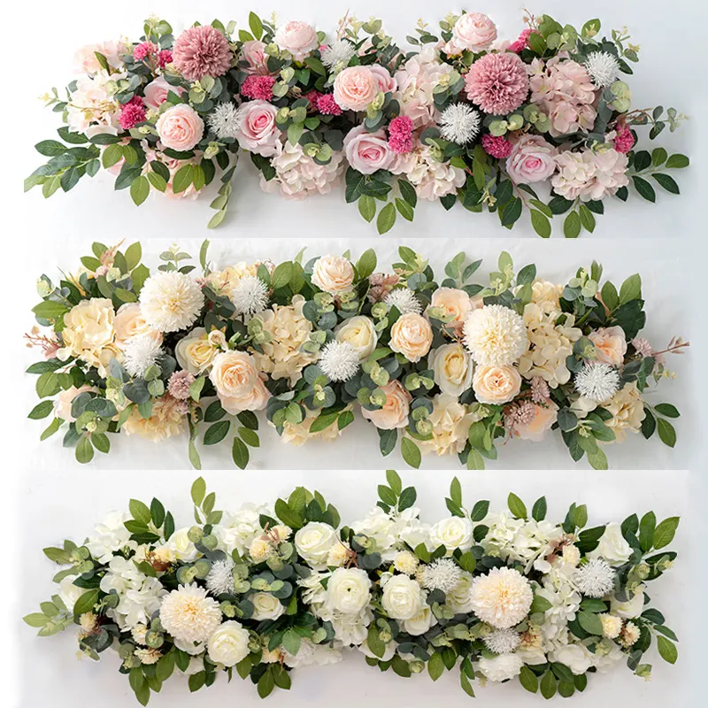K172 Hochzeit Esstisch Blume Herzstück Bogen Seide Rose Blumenarrangement Tisch Läufer Schatz Tisch Empfang Dekor