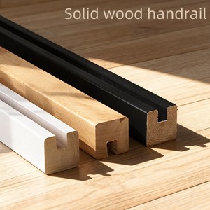 Barandilla de Escalera de Vidrio, Pasamanos de <span class=keywords><strong>Madera</strong></span> Maciza, Pasamanos de Vidrio Laminado para Interiores, Pasamanos de Escalera Simple Blanco - Product Image 5