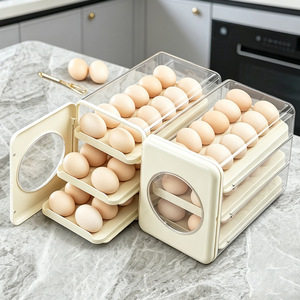 Egg Storage Box Stackable Refrigerator Rack With Flip Top Lid For Kitchen Use - Product Image 2