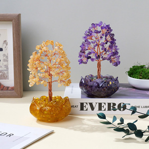 Großhandel natürliche Amethyst Kies Chips Harz Heilung Kristall Lotus Bowl Baum für Dekoration Maskottchen Thema - Product Image 5