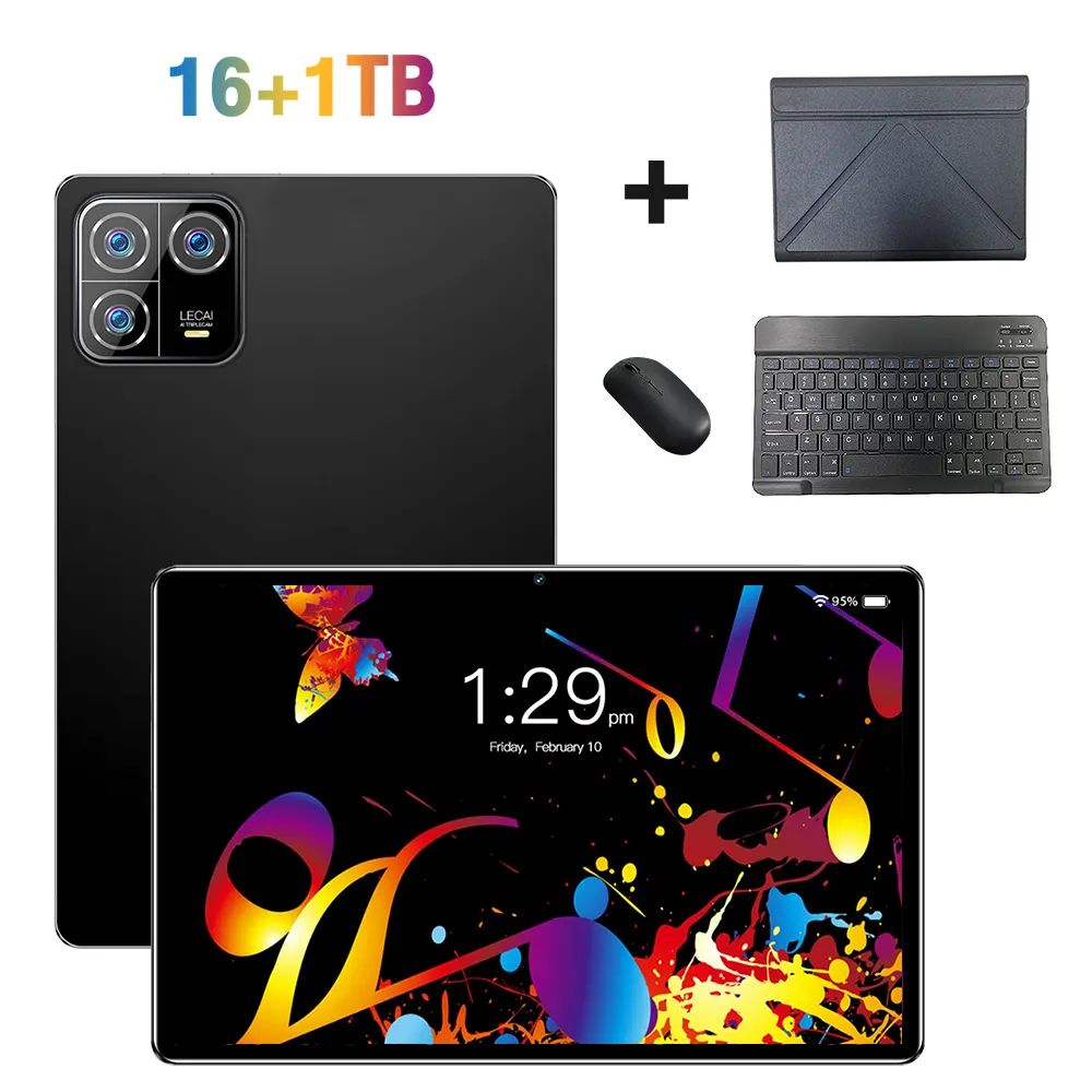 Tablet Android 2024 Pad6 Max terbaru, harga pabrik, Tablet PC, layar HD, Notebook daya rendah siaga panjang, mendukung Realshort Spotify