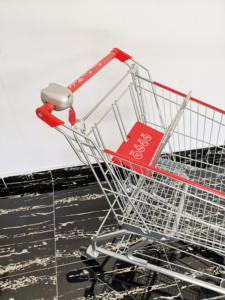 हाइपरमार्केट शॉपिंग हैंड पुश ट्रॉली धातु सुपरमार्केट ट्रॉली - Product Image 3