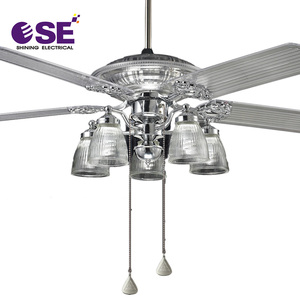 Quạt trần trang trí đèn LED điện 52 inch, mạ crôm, động cơ AC, cánh nhựa, quạt làm mát không khí, đèn cơ khí - Product Image 2