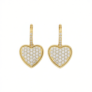 E3985 Orecchini a cuore in oro con diamanti, stile romantico da sposa, colore naturale G, gioielli in oro 14 carati - Product Image 1