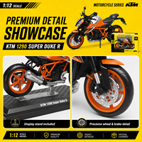 Motor Sepeda Motor Diecast Alloy Skala 1/12 Model Tahan Lama dengan Rangka Trellis Kemudi Terhubung dan Mesin Mainan yang Detail