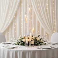 Candélabre en acrylique, centre de table, porte-bougie en cristal à 5 bras, pour mariage, dîner, fête, compatible avec les bougies LED