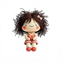 Poupée en peluche tricotée sur mesure, cheveux en fil désordonné, tablier rose, cœur, objet de collection, cadeau pour fans, vente en gros