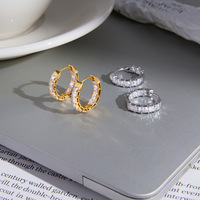 Orecchini a Cerchio Geometrici Minimalisti in Acciaio Inox 316L con Pietre CZ Placcati in Oro 18K Senza Nichel Eleganti Orecchini Circolari da Donna