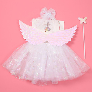 Set Costume da Principessa Fata Farfalla Include Ali Scintillanti, <span class=keywords><strong>Gonna</strong></span> Tutu e Bacchetta per Travestimenti da Bambina - Product Image 4