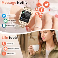 Jam Tangan Pintar LIGE BW0544 (2 Tali) untuk Wanita, Dapat Menjawab/Melakukan Panggilan dengan Berlian, Pelacak Kebugaran Detak Jantung untuk Android IOS Warna Emas