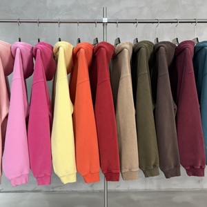 Sweat-shirt à capuche en molleton épais personnalisé avec logo, chaud pour l'hiver, coupe oversize, finition délavée vintage - Product Image 6
