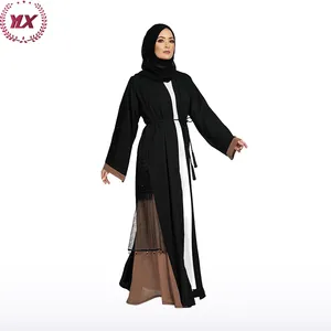 Yilixin 2024 Nieuwe Aankomst 3 Lagen Chiffon Open Abaya Kalkoen Dubai Elegante Kimono Abaya Vrouwen Moslim Jurk Islamitische Kleding