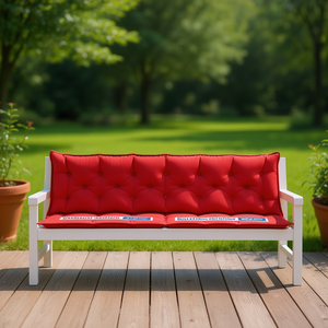 Ensemble de coussins de banc d'extérieur en tissu Oxford rouge, 100% polyester, durable, matelassé, rectangulaire, amovible, lavable, utilisable toute l'année - Product Image 2