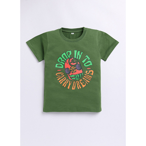 Boys Green Printed Cotton T-shirt <b>Drop</b> In To Carrydreams Skate Graphic Soft Breathable Fabric Comfortable Casual Wear - Product Image 1