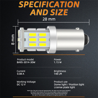 Ampoule LED BA9S T11 3014 à 30 SMD FPC pour éclairage intérieur de voiture, sans polarité, avec résistance intégrée, pour rouge