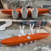 Sculpture de lapins uniques en fibre de verre, banc décoratif résistant aux intempéries, chaise décorative en forme d'animal pour espaces publics, jardins et centres commerciaux