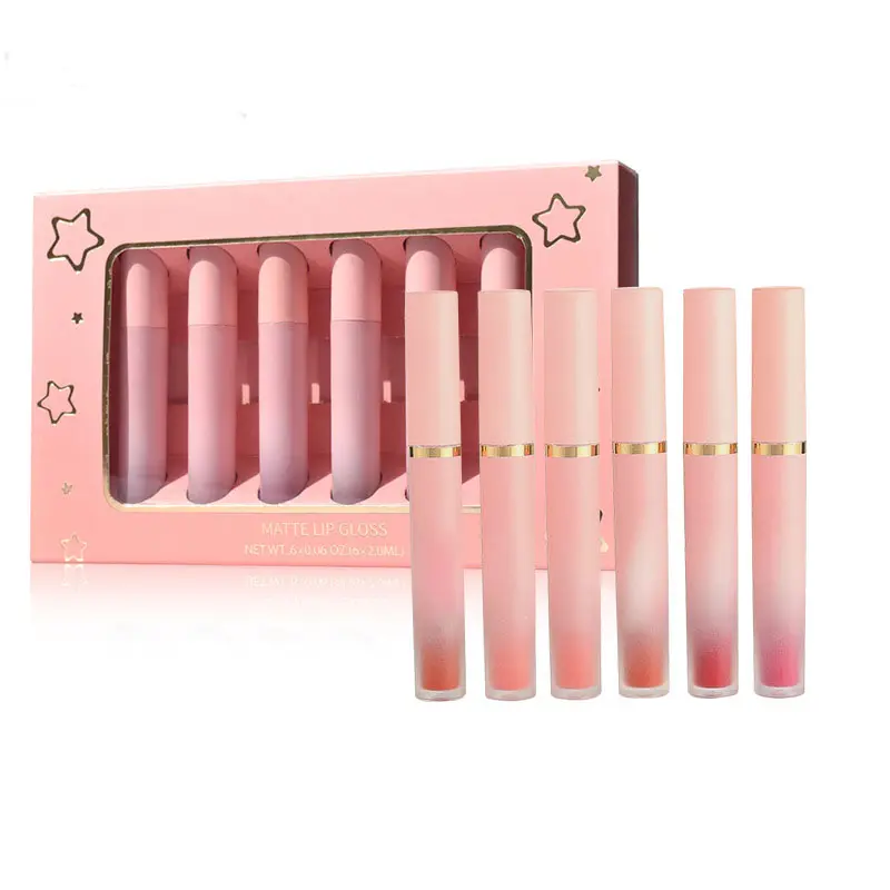 PINK Matte Lipstick Lip Set Waterproof Long Lasting Make Up Red Lip Gloss Nude Makeup Liquid Lip Stick OEM Custom
