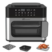 Horno Freidora de Aire Anbo 15L, 3300W con Calentamiento Dual, 9 Menús Preestablecidos Digitales, Luz Interior, Horno de Convección de Sobremesa Combinado con Freidora de Aire