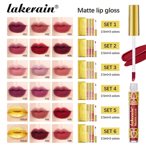 Lakerain金色口红天鹅绒裸色红色粉色唇彩无污迹高颜料不褪色光滑持久 - Product Image 4