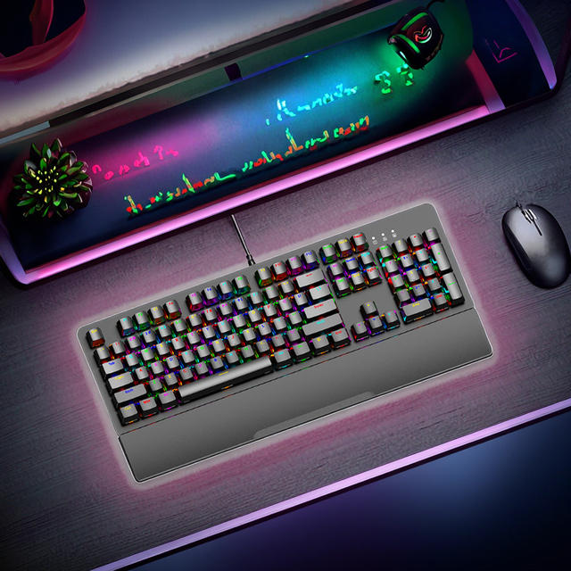 USB Wired 104 Keys RGB Mechanical Keyboard 2025 Wide Range Devices Wear-Resistant Scratch-Resistant Brushed Metal Panel 2022 New