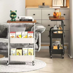 Étagère de cuisine mobile à 3 niveaux, <span class=keywords><strong>chariot</strong></span> de rangement domestique sur roulettes pour comptoir et articles divers - Product Image 2