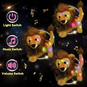 Hopearl – peluche de Lion Musical à LED, jouet en peluche chantant, Volume réglable, <span class=keywords><strong>berceuse</strong></span> animée, apaisement, Festival d'anniversaire pour enfants - Product Image 4
