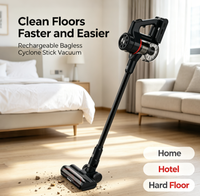 Aspirateur balai cyclonique sans sac rechargeable avec batterie au lithium pour usage domestique et hôtelier