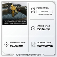 Mini machine de gravure laser 4040 40W/50W/60W CO2, refroidie par eau, CNC, prend en charge les formats AI/LAS, matériaux acrylique, bois, contreplaqué