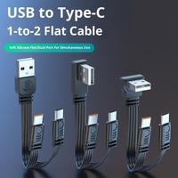 Cable Divisor USB a Tipo-C, Diseño Plano de Silicona, Carga Rápida de 66W y Transferencia de Datos para Computadora