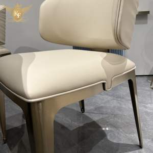 KF <span class=keywords><strong>CASA</strong></span> <span class=keywords><strong>Chaise</strong></span> de salle à manger moderne en cuir blanc pieds en métal de luxe de haute qualité - Product Image 3