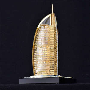 Handmade tùy chỉnh 3D vàng pha lê BURJ AL ARAB khách sạn mô hình độc đáo xây dựng thủ công mỹ nghệ - Product Image 1