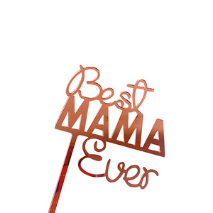 ท็อปเปอร์เค้กอะคริลิค รูปน้ำผึ้งและน้ำหวาน สีโรสโกลด์ ทอง ดำ 6 ชิ้น สำหรับตกแต่งวันเกิดคุณแม่ "Best Mom Ever" - Product Image 4