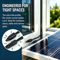 Câble solaire plat certifié TUV 4 mm² 6 mm² avec connecteur, fil d'extension photovoltaïque plat flexible pour système de panneaux solaires
