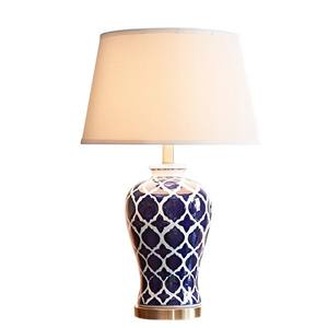 Lámpara <span class=keywords><strong>de</strong></span> mesa <span class=keywords><strong>de</strong></span> dormitorio <span class=keywords><strong>de</strong></span> estilo chino moderno, Base <span class=keywords><strong>de</strong></span> porcelana blanca azul, pantalla <span class=keywords><strong>de</strong></span> lino fino, mesita <span class=keywords><strong>de</strong></span> noche <span class=keywords><strong>de</strong></span> cuerpo <span class=keywords><strong>de</strong></span> cerámica eléctrica - Product Image 5