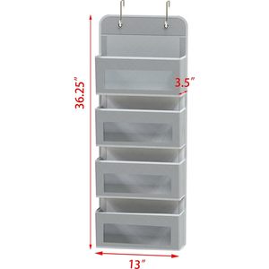 Organizador de Almacenamiento para Colgar Sobre la Puerta con 4 Bolsillos, Organizador de Armario Colgante para Productos de Bebé con Ventanas Transparentes, Color Gris - Product Image 2