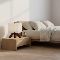 Lampe de table pliable en matériaux naturels 2026, abat-jour plissé de luxe, éclairage doux pour chambre, salon, hôtel, chevet