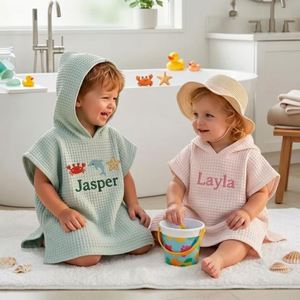 Poncho con Capucha de Muselina de Algodón, Toalla Absorbente Suave para Niños, Niñas, Recién Nacidos, Bebés, Esencial para Playa, Piscina y Baño - Product Image 2