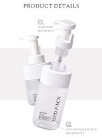 Bouteilles à pompe en mousse PET personnalisées HAPUTA pour crème visage et soins de la peau/shampoing, impression sérigraphique/UV, forme cylindrique