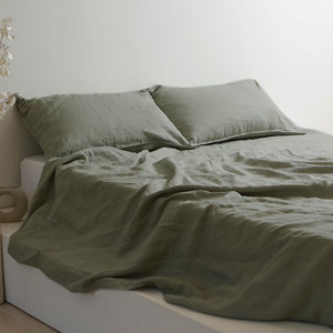 Set di Biancheria da Letto in Puro Lino di Lusso, Tinta Unita, Effetto Lavato, Bestseller Primavera-Estate - Product Image 1