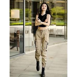 Pantalon cargo unisexe style américain, multi-poches, décontracté, pour le printemps et l'automne, pour l'extérieur et la ville, fonctionnel, tactique, taille mi-haute, nautique - Product Image 4