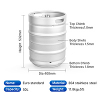 DEAO EURO Norme européenne 50L Acier inoxydable Slimline Beer Keg Seau en gros pour système de brassage artisanal pour brasserie en Chine