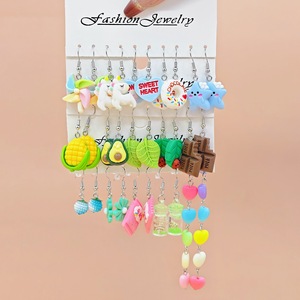 Juego de Pendientes Colgantes de Frutas, Resina, Cereza, Fresa, Plátano, Pendientes de Dibujos Animados a la Moda para Mujeres y Niñas - Product Image 4