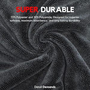 Serviette de nettoyage en microfibre tissée pour <span class=keywords><strong>voiture</strong></span> et cuisine, 1200/1400 GSM, séchage rapide, douce, super absorbante - Product Image 3
