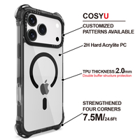Coque de téléphone portable résistante aux chocs en acrylique/TPU de haute qualité Support intégré de 7.5 mètres pour les téléphones de la série iPhone 17 Pro Max