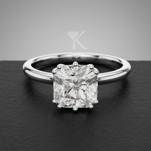 Elegant Luxury <b>Cushion</b> Cut E VVS2 IGI Certified Lab Grown Solitaire Engagement Ring 14K Solid Gold 7.02mm Unique Double Ring - Product Image 5