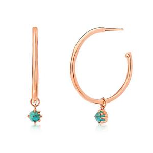 2025 venta al por mayor Nueva joyería Punk de moda fina de alta calidad 14K oro latón turquesa pendientes de aro para mujeres - Product Image 3