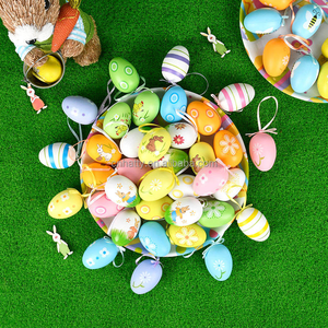 12 pièces/sac Œufs d'oiseaux artificiels en plastique colorés à suspendre pour décorations de Pâques, paniers, cadeaux de fête et fournitures pour la maison - Product Image 2