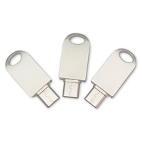 Flashdisk Mini Metal Tipe C USB OTG Pendrive dengan Lubang Gantungan Kunci Logo Custom, Memory Stick USB C untuk Ponsel