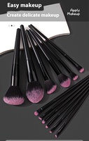 Ensemble de pinceaux de maquillage pour cheveux synthétiques fuchsia noir dégradé 12 pièces avec élégantes poignées en plastique noir pour un usage quotidien professionnel