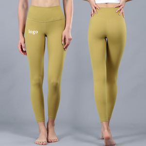 New Arrival Women's Gym Yoga Tights High Waist Ribbed Athletic <b>Leggings</b> Fit Naked Feeling Solid <b>Pattern</b> Workout Fitness Pants - Product Image 1